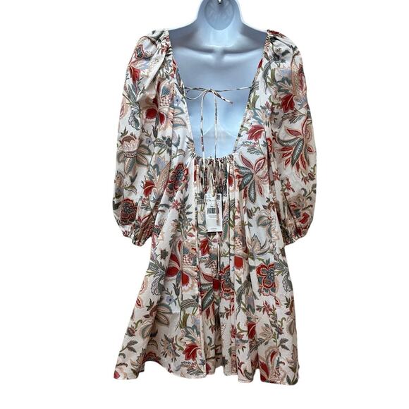Mango X Chufy Collab Open Back Floral Mini Dress Mediterranean Boho S NEW - Picture 2 of 11